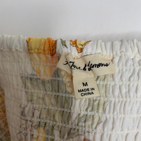 For Love and Lemons Lemon Print Tie Front Bra Top Womens Medium - Picture 6 of 12